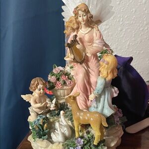 Angel Figurine with Cherubs and Deer
